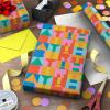 Hallmark Birthday Wrapping Paper and Scotch Clip and Twist Desktop Tape Dispenser – 1 Mini Gift Wrap Roll with 1 Roll of Scotch Magic Tape – Rainbow Block Letters(Wrapping Paper & Scotch Tape)