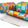 Hallmark Birthday Wrapping Paper and Scotch Clip and Twist Desktop Tape Dispenser – 1 Mini Gift Wrap Roll with 1 Roll of Scotch Magic Tape – Rainbow Block Letters(Wrapping Paper & Scotch Tape)