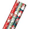 Scotch Hallmark Christmas Wrapping Paper Rolls Magic Tape (Set of 3 Gift Wrap Rolls with 6 Rolls of Tape) Vintage Holiday Designs – Dancing Santa, Snowman, Merry, Jolly, Happy, Peace(Magic Tape + Wrapping Paper)