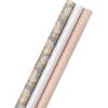 Scotch Tape Dispenser with Magic Tape and Hallmark Wedding Wrapping Paper Rolls (Includes Tape Dispenser, 1 Roll of Tape, Set of 3 Gift Wrap Rolls) Gold Hearts, Rose Flowers, White Stripes