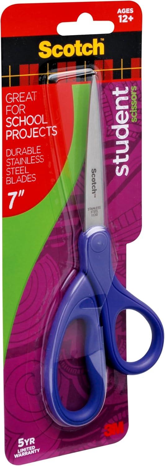 imageScotch 7Inch Student Scissors Blue Green and Purple Colors Vary 6Pack
