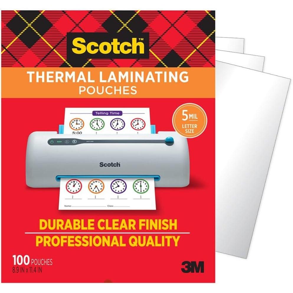 imageScotch Thermal Laminating Pouches 100 Count Clear 5 mil Laminate Business Cards Small Banners Essays Office or School Supplies Fits Letter Size 89x114 in Paper100Pack