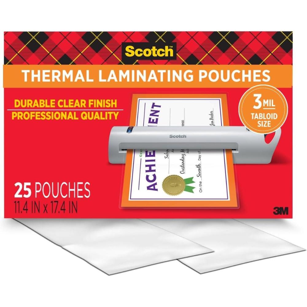 imageScotch Thermal Laminating Pouches Legal Size 11 x 17 Inches 25 Pack Laminating Sheets 3 Mil Education Supplies ampamp Craft Supplies For Use With Thermal Laminators