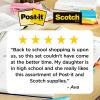 Post-it and Scotch Brand Essentials Pack, Back to School and Office Supplies, Includes Post-it Super Sticky Notes, Flags, Scotch Magic and Super Hold Tape, and Multi-Purpose Scissors