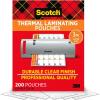 imageScotch Thermal Laminating Pouches 200 Count Clear 3 mil Ideal Office or School Supplies Fits Letter Sized Paper 89 in  114 in200Pack