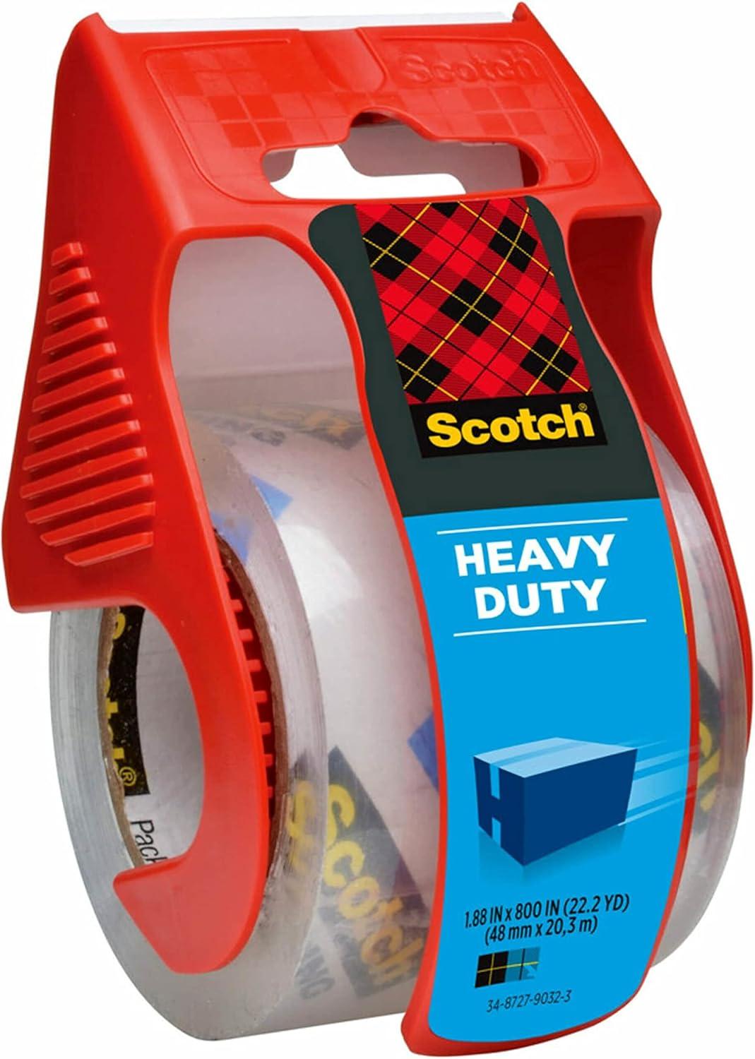 imageScotch Heavy Duty Packaging Tape 188 x 222 yd Designed for Packing Shipping and Mailing Strong Seal on All Box Types 15quot Core Clear 3 Rolls with Dispenser 1423188 x 277 yds Pack of 2