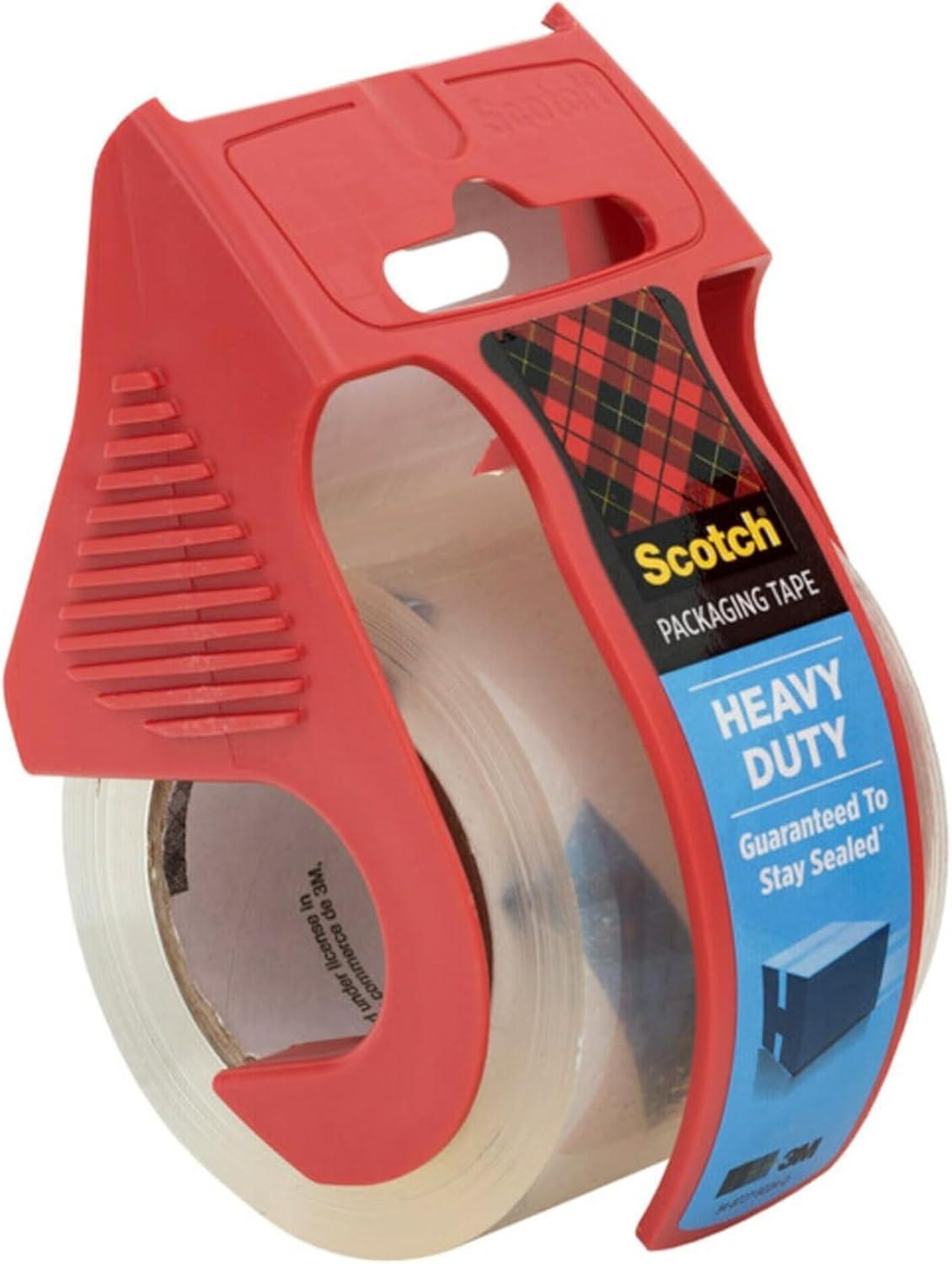 imageScotch Heavy Duty Packaging Tape 188 x 222 yd Designed for Packing Shipping and Mailing Strong Seal on All Box Types 15quot Core Clear 3 Rolls with Dispenser 1423188 x 277 yds Pack of 2