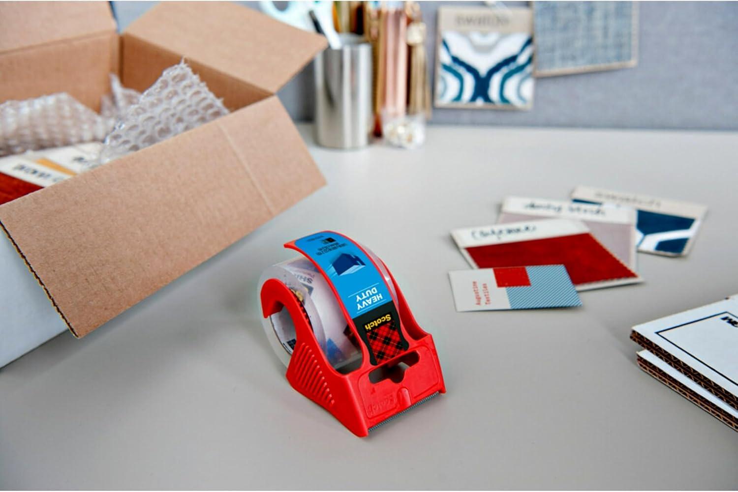 imageScotch Heavy Duty Packaging Tape 188 x 222 yd Designed for Packing Shipping and Mailing Strong Seal on All Box Types 15quot Core Clear 3 Rolls with Dispenser 1423188 x 277 yds Pack of 2