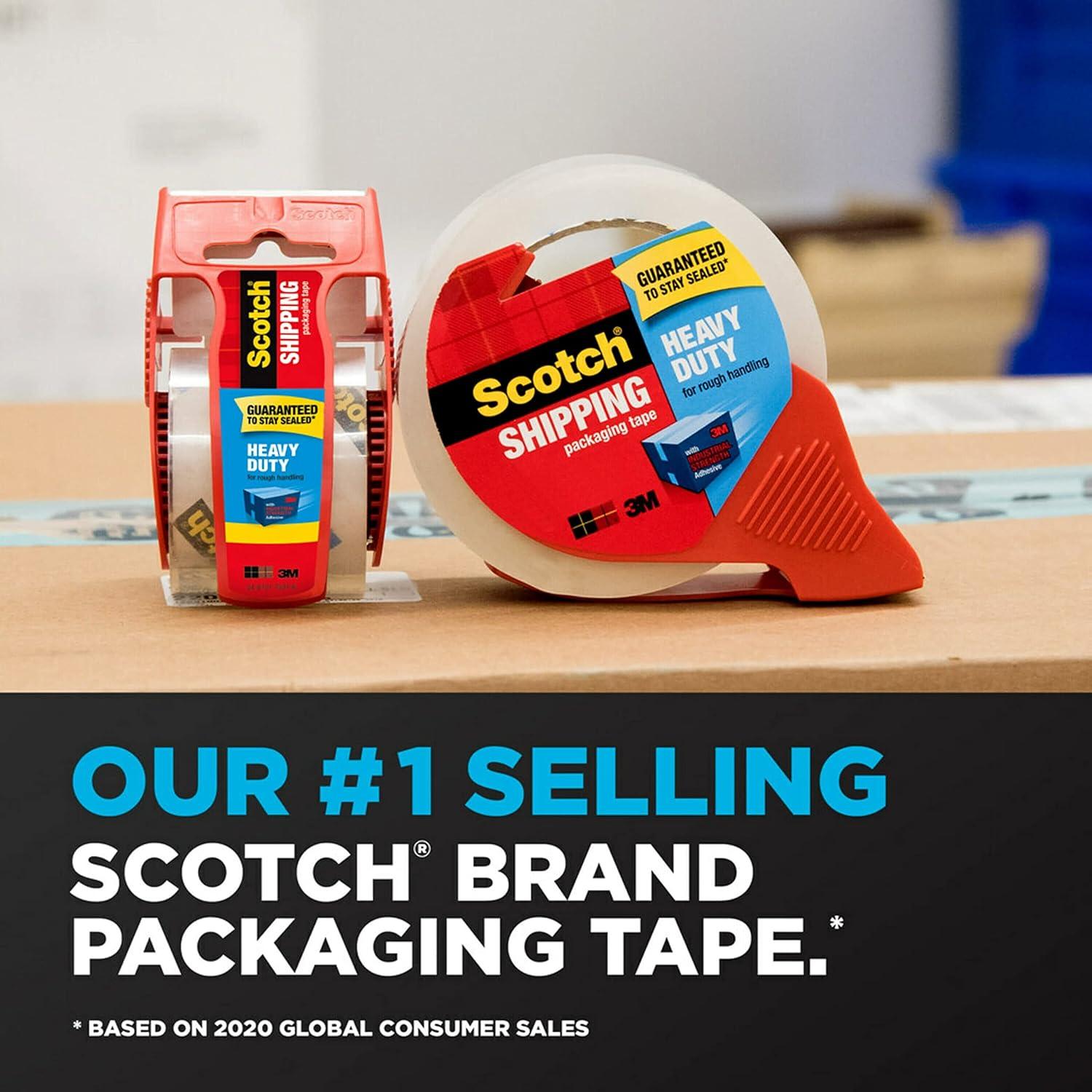 imageScotch Heavy Duty Packaging Tape 188quot x 546 yd Designed for Packing Shipping and Mailing Strong Seal on All Box Types 3quot Core Clear 4 Rolls 38504RD2 Rolls