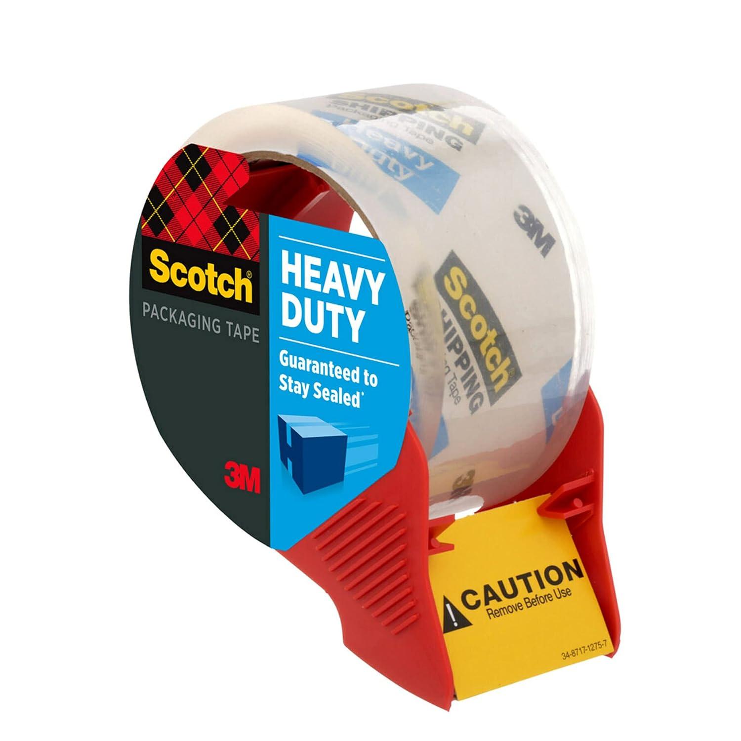 imageScotch Heavy Duty Packaging Tape 188quot x 546 yd Designed for Packing Shipping and Mailing Strong Seal on All Box Types 3quot Core Clear 4 Rolls 38504RD4 Rolls