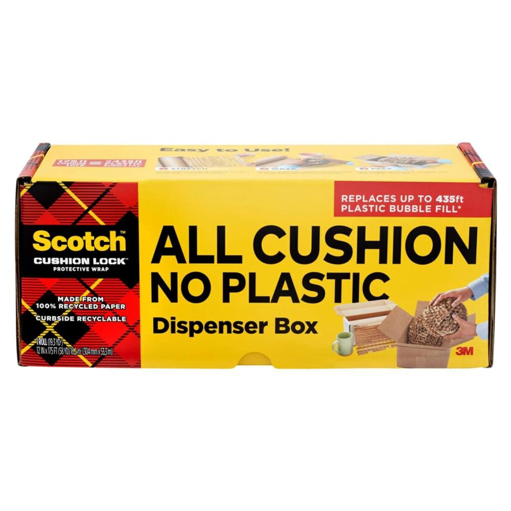 imageScotch Cushion Lock Protective Wrap 12 in x 50 ft Sustainable Packaging Solution for Packing Shipping and Moving No Scissors or Tape Needed Great Alternative to Bubble Cushion Wrap PCW1250175 Foot Roll