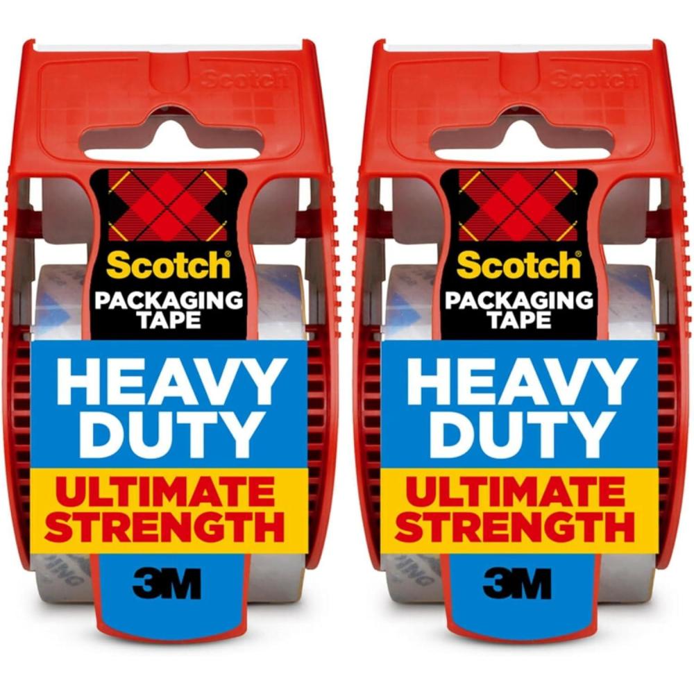 imageScotch Heavy Duty Packaging Tape 188 x 222 yd Designed for Packing Shipping and Mailing Strong Seal on All Box Types 15quot Core Clear 3 Rolls with Dispenser 1423188 x 277 yds Pack of 2
