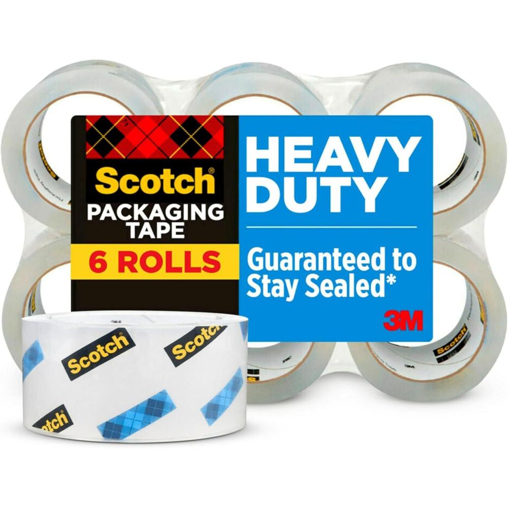 imageScotch Heavy Duty Shipping Packing Tape Clear Shipping and Packaging Supplies 188 in x 546 yd 6 Tape Rolls