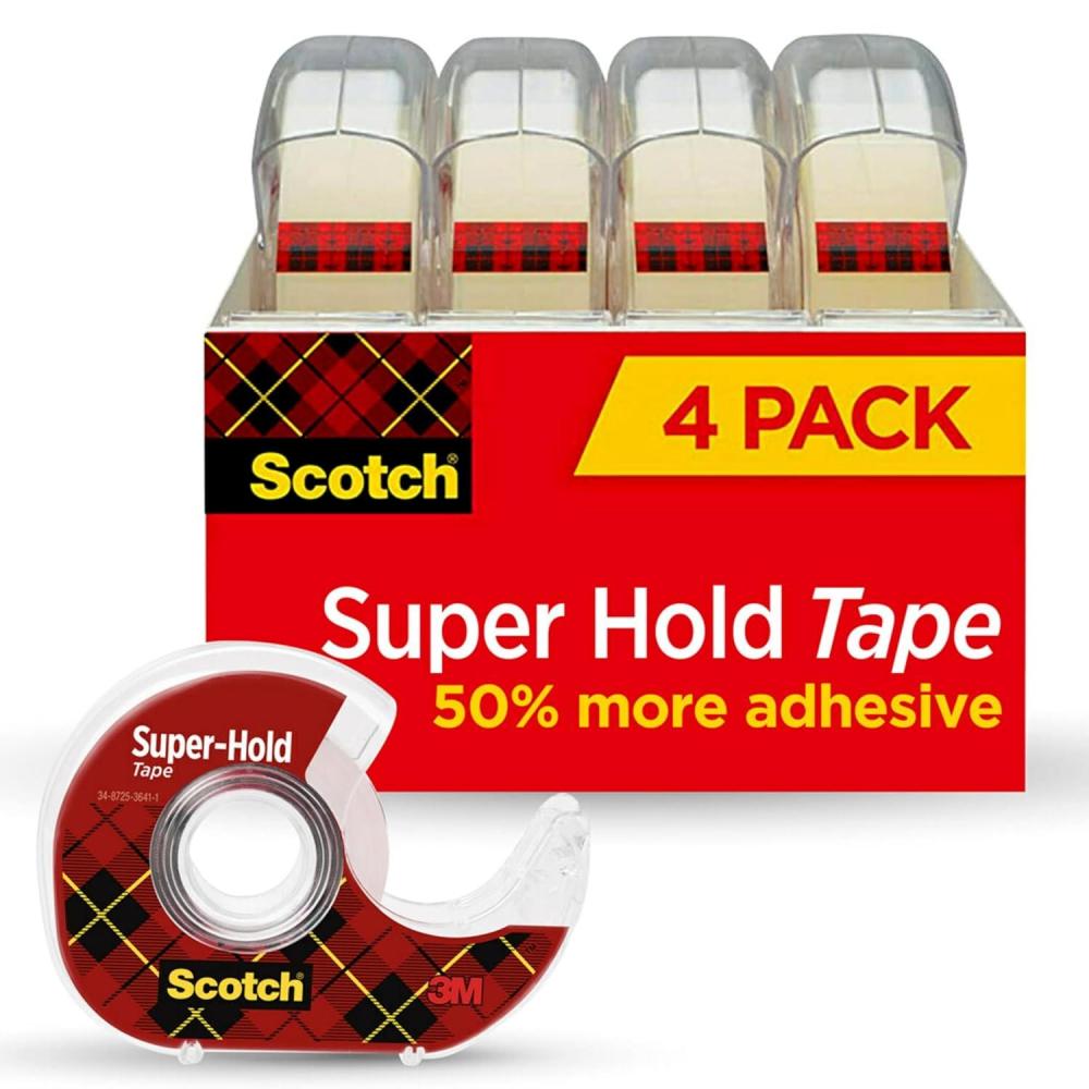 imageScotch SuperHold Tape 4 Rolls Transparent Finish 50 More Adhesive Trusted Favorite 34 x 650 Inches Dispensered 41984 Rolls