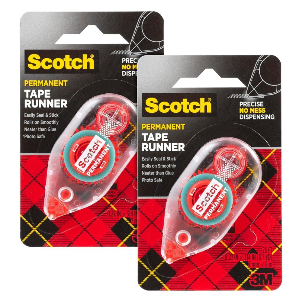 imageScotch Double Sided Tape Runner 027 in x 26 ft Perfect for Holiday Crafts Gifts and DIY 1Pack26 Foot Pack of 2