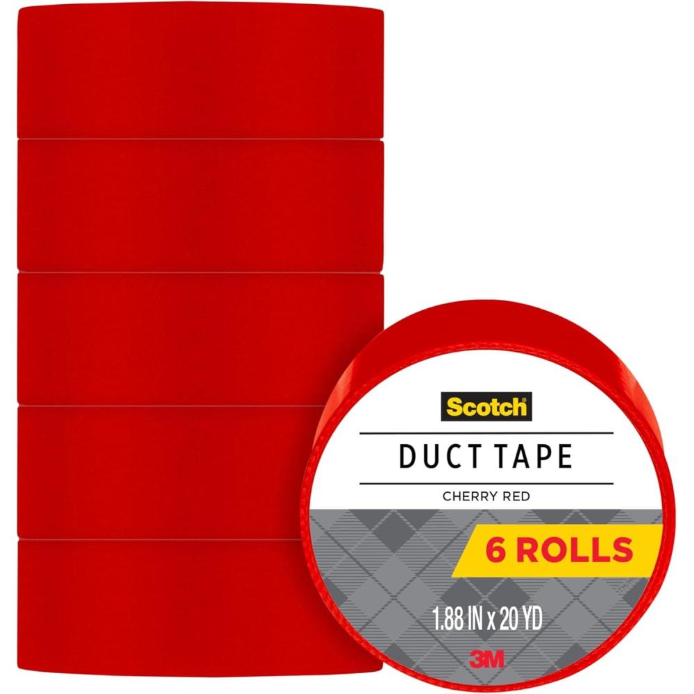 imageScotch Duct Tape Cherry Red 188Inch by 20Yard 6Pack