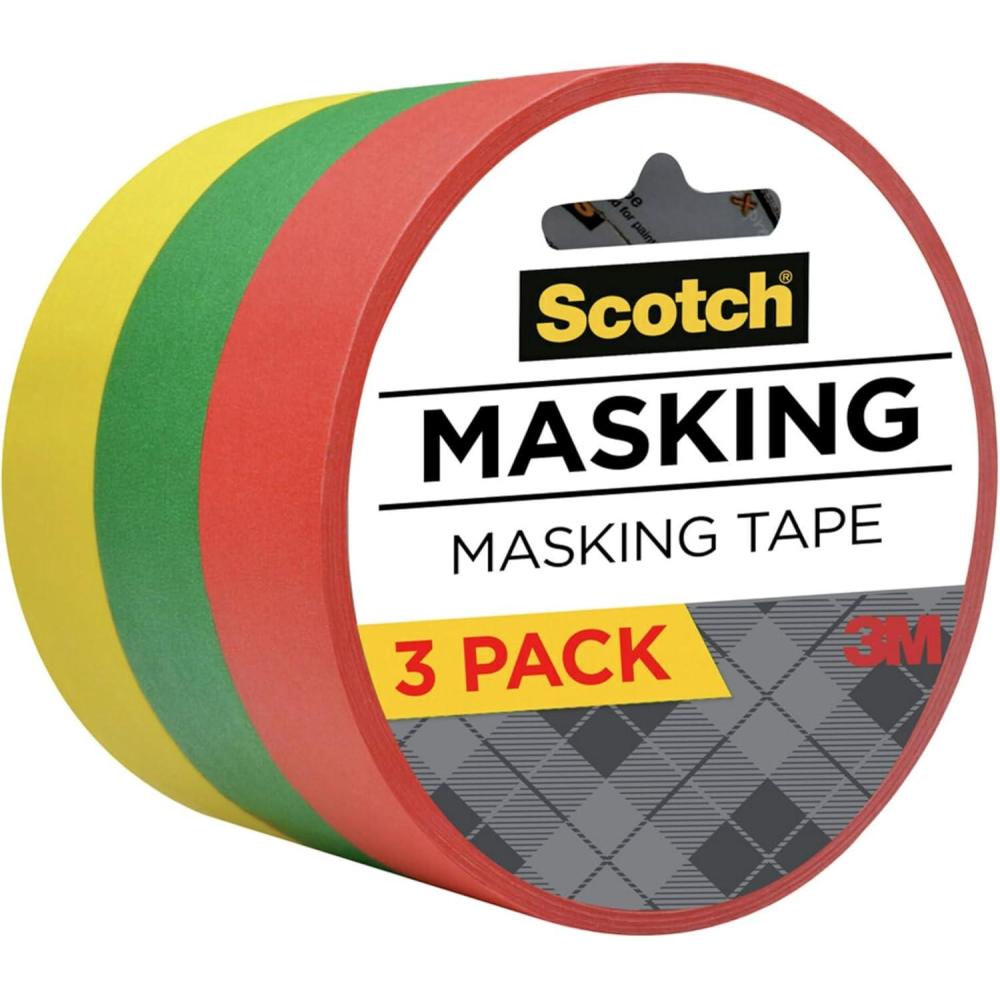imageScotch Expressions Masking Tape 94 in x 20 yd 3 RollsPack Red Yellow Green 34373PRM