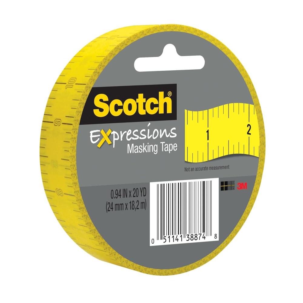 imageScotch Expressions Masking Tape 94 in x 20 yd Ruler Pattern 6 RollsLarge