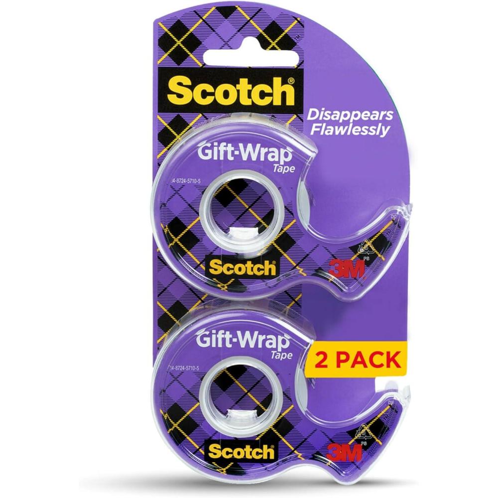 imageScotch Gift Wrap Tape Invisible 34 in x 600 in 2 Tape Rolls with Dispensers