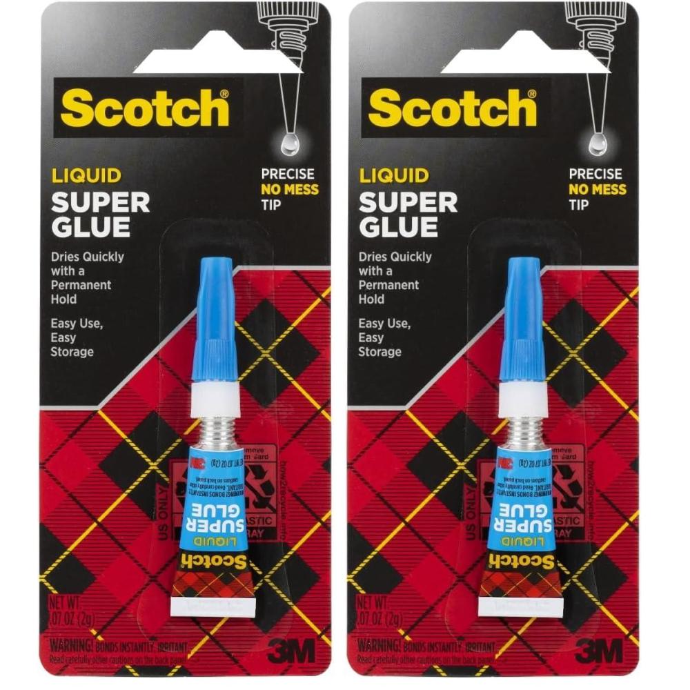 imageScotch Super Glue Liquid 07 oz 1Pack Fast Drying Liquid Formula AD118D1 Count Pack of 2