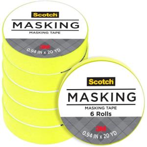 Scotch Expressions Masking Tape, .94 in x 20 yd, Great for Decorating, DIY, and Crafts, 6 Rolls, Lemon Lime(Multi-color)