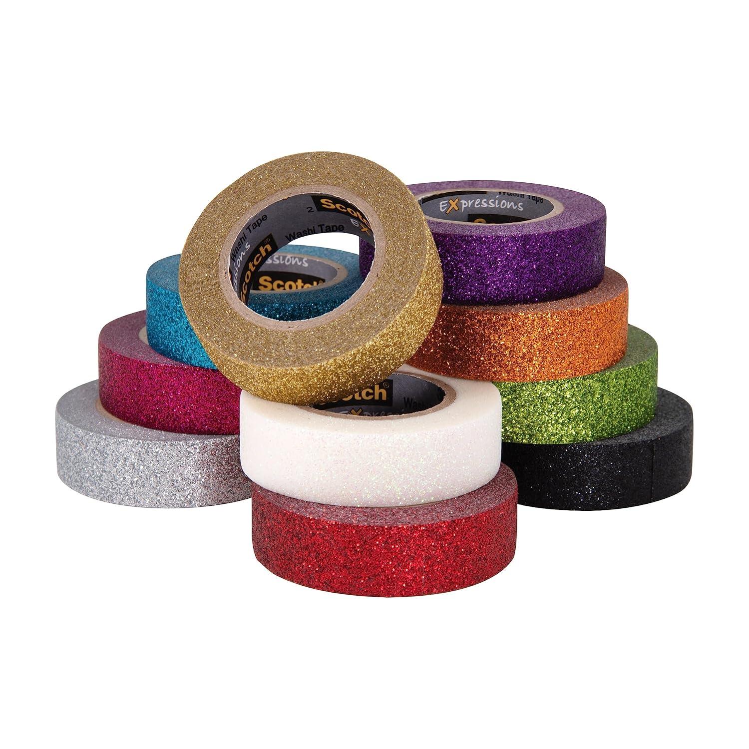 imageScotch Glitter Washi Tape 10 Rolls Great for Holiday DIY and Wrapping School Supplies Craft Supplies and Teacher Appreciation Gifts10Pack
