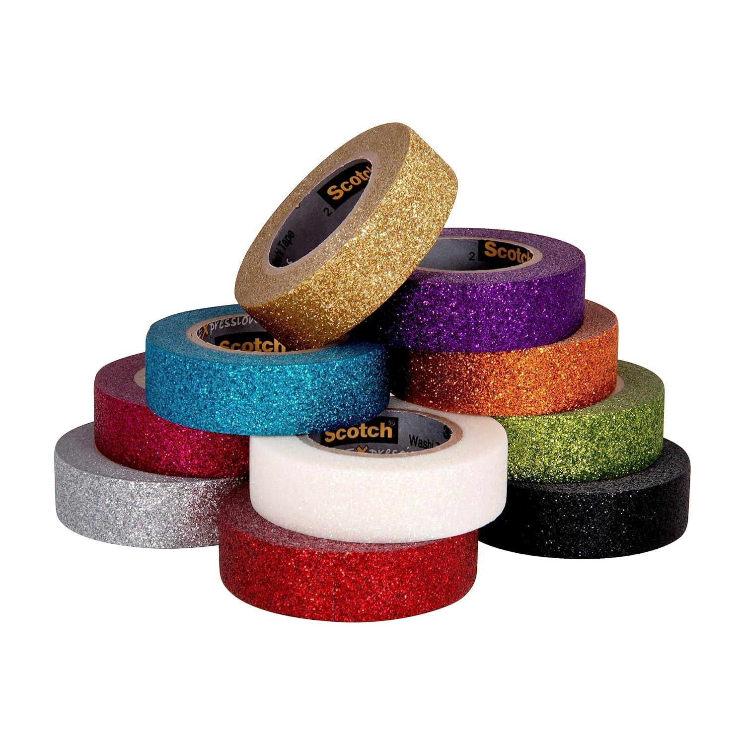 imageScotch Glitter Washi Tape 10 Rolls Great for Holiday DIY and Wrapping School Supplies Craft Supplies and Teacher Appreciation Gifts10Pack