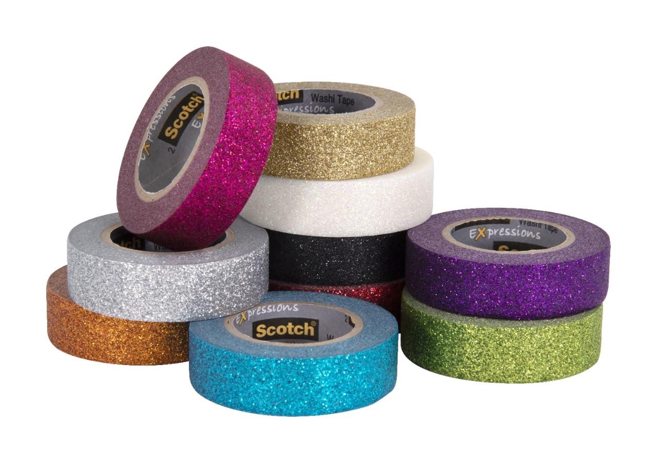 imageScotch Glitter Washi Tape 10 Rolls Great for Holiday DIY and Wrapping School Supplies Craft Supplies and Teacher Appreciation GiftsPack of 80