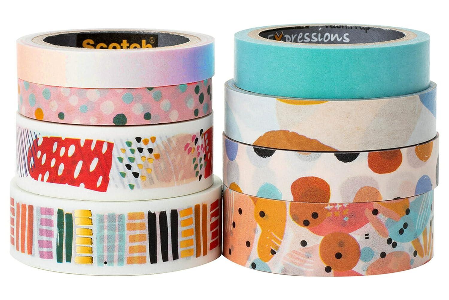 imageScotch Washi Tape Solid Color Rainbow Design 8 Rolls Great for Bullet Journaling Scrapbooking and DIY Dcor C10178SOL1Abstract