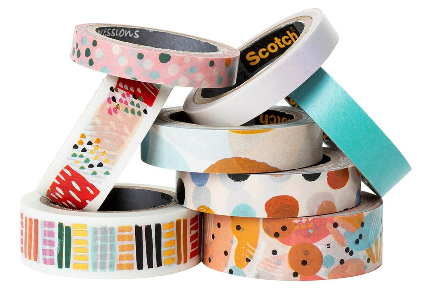 imageScotch Washi Tape Solid Color Rainbow Design 8 Rolls Great for Bullet Journaling Scrapbooking and DIY Dcor C10178SOL1Abstract