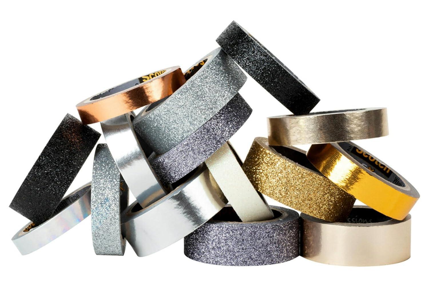 imageScotch Washi Tape Solid Color Rainbow Design 8 Rolls Great for Bullet Journaling Scrapbooking and DIY Dcor C10178SOL1Metallic