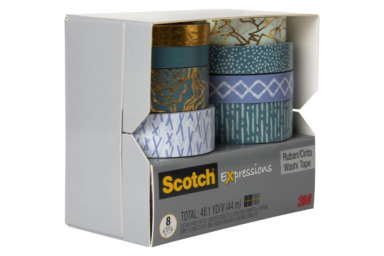 imageScotch Washi Tape Solid Color Rainbow Design 8 Rolls Great for Bullet Journaling Scrapbooking and DIY Dcor C10178SOL1Multicolor