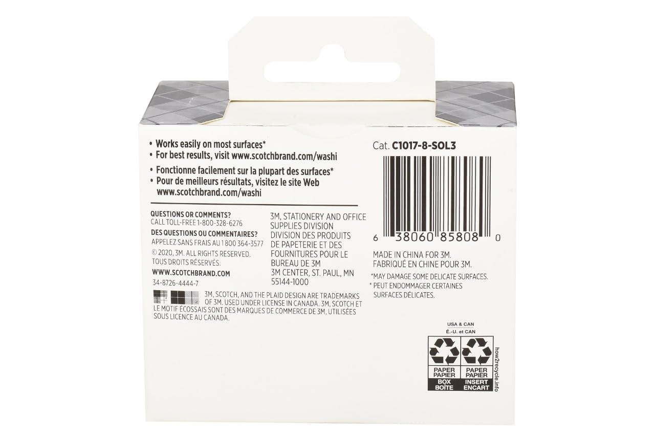 imageScotch Washi Tape Solid Color Rainbow Design 8 Rolls Great for Bullet Journaling Scrapbooking and DIY Dcor C10178SOL1Solid Earth