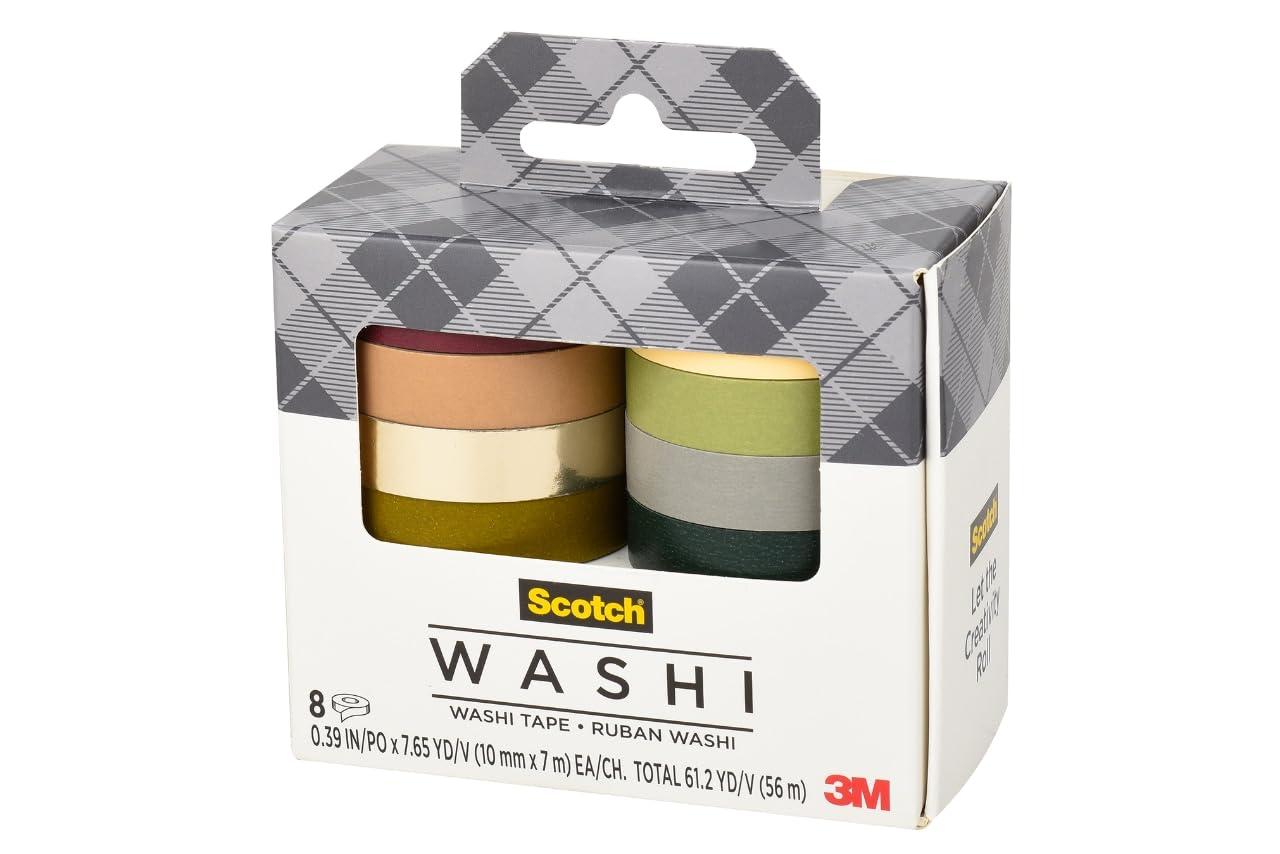 imageScotch Washi Tape Solid Color Rainbow Design 8 Rolls Great for Bullet Journaling Scrapbooking and DIY Dcor C10178SOL1Solid Earth