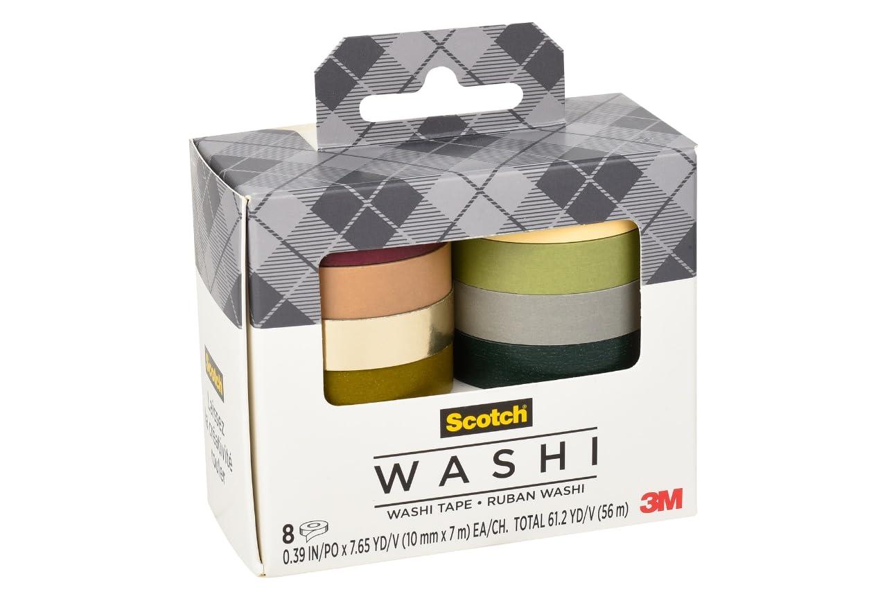 imageScotch Washi Tape Solid Color Rainbow Design 8 Rolls Great for Bullet Journaling Scrapbooking and DIY Dcor C10178SOL1Solid Earth
