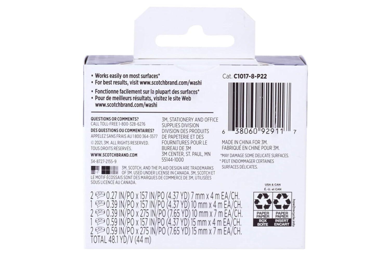 imageScotch Washi Tape Solid Color Rainbow Design 8 Rolls Great for Bullet Journaling Scrapbooking and DIY Dcor C10178SOL1Spring