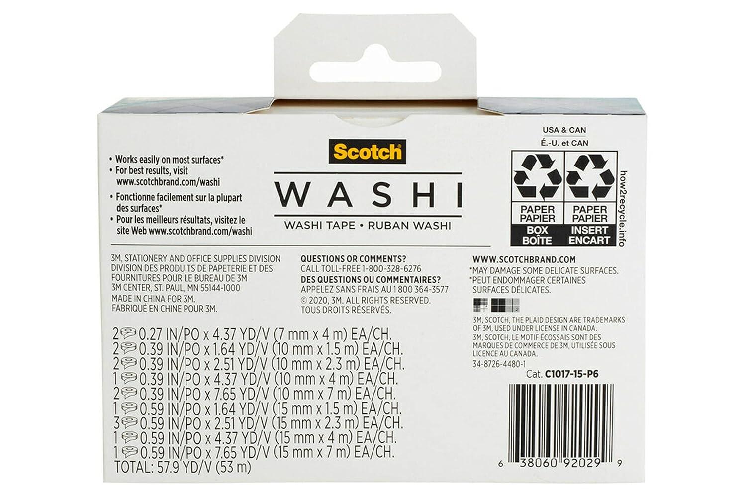 imageScotch Washi Tape Solid Color Rainbow Design 8 Rolls Great for Bullet Journaling Scrapbooking and DIY Dcor C10178SOL1Whimsical