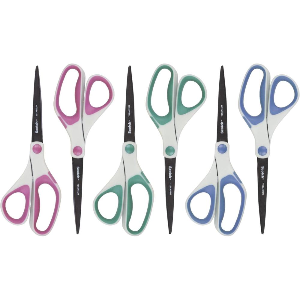imageScotch 8quot Precision Ultra Edge Titanium Scissors Ideal for Fabric Crafts and Photos 6Pack