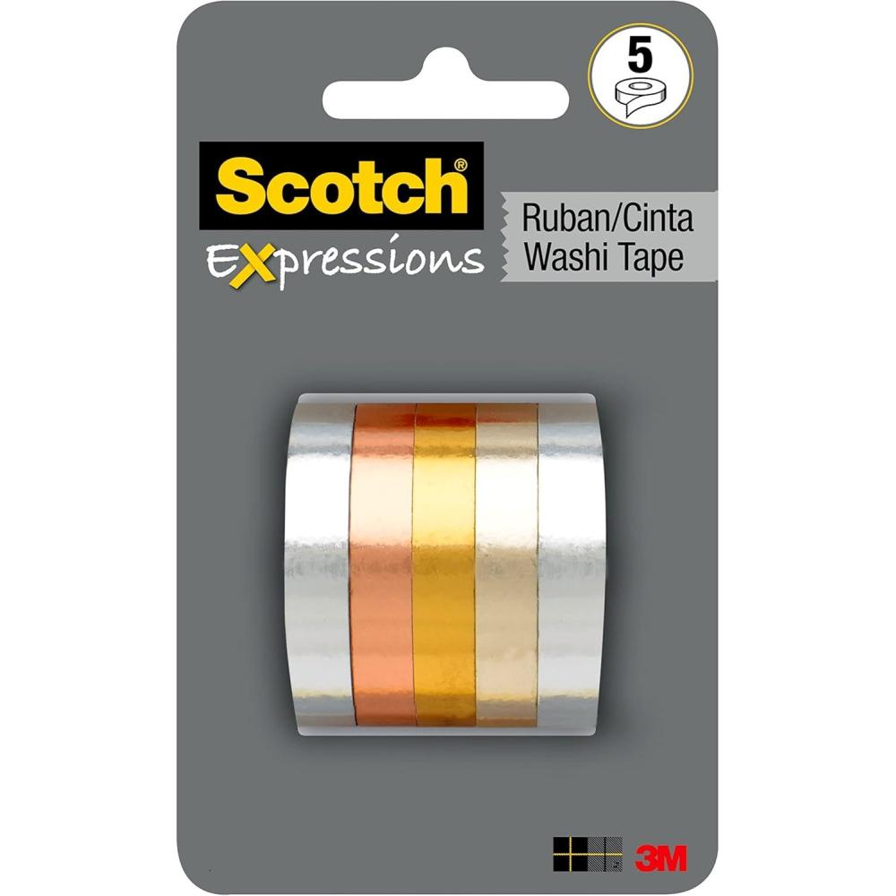 imageScotch Expressions Washi Tape Multi Pack 5 Rollspk Thin Foil Collection C10175P1