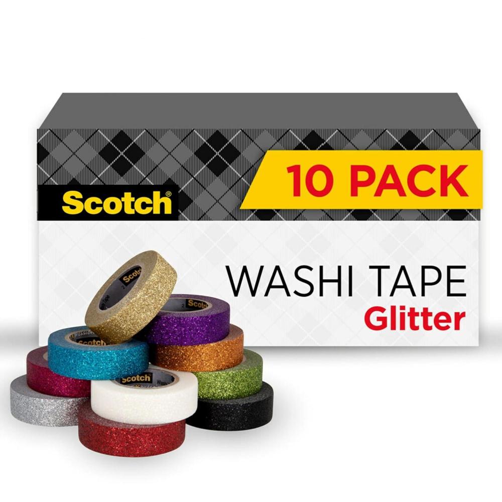 imageScotch Glitter Washi Tape 10 Rolls Great for Holiday DIY and Wrapping School Supplies Craft Supplies and Teacher Appreciation Gifts10Pack