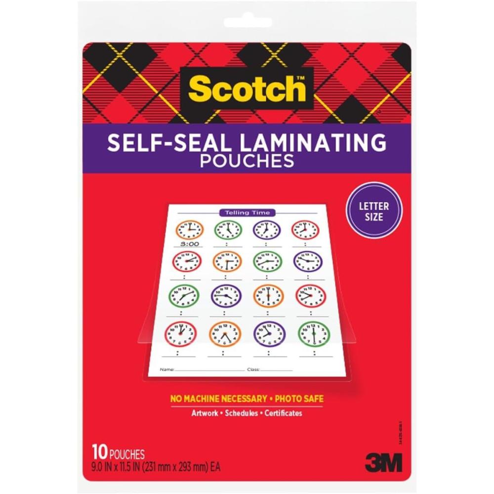 imageScotch SelfSealing Laminating Sheets Gloss Finish 9 in x 115 in Easy to Use and No Laminator Needed 5Pack10Pack