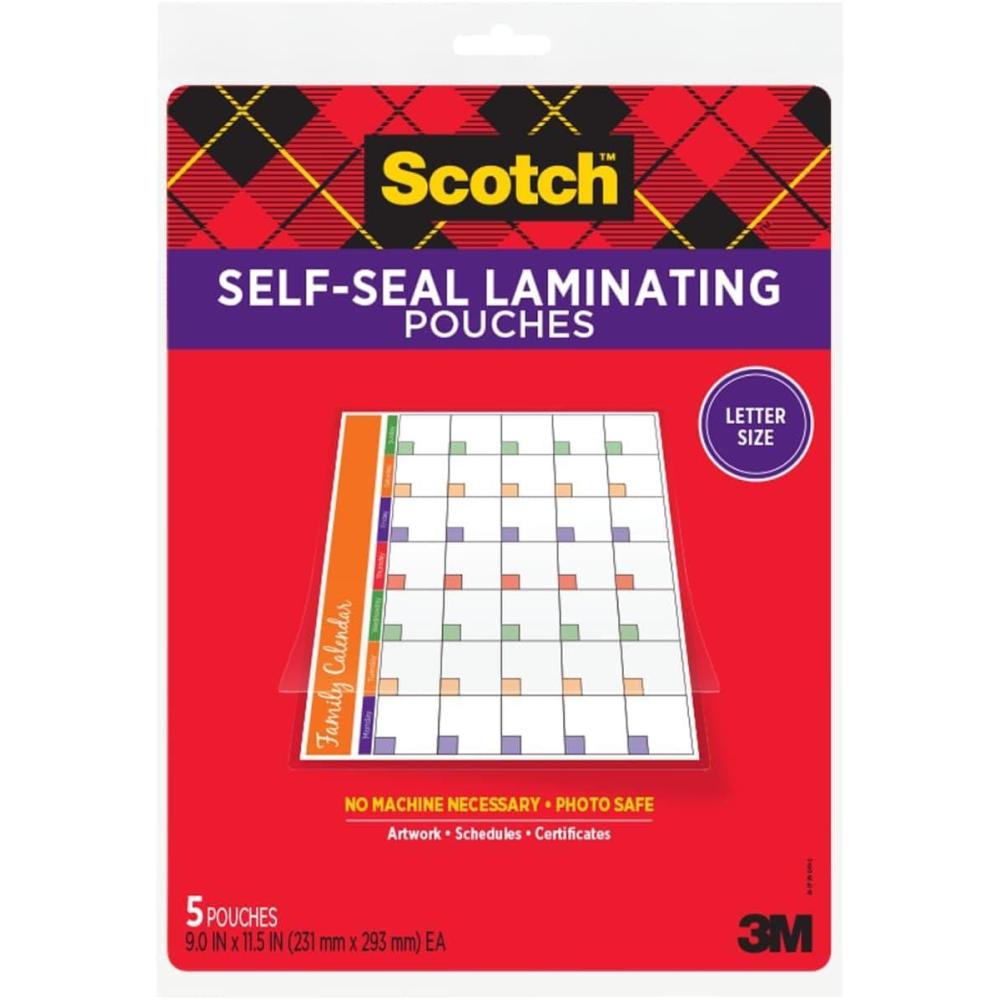 imageScotch SelfSealing Laminating Sheets Gloss Finish 9 in x 115 in Easy to Use and No Laminator Needed 5Pack5Pack