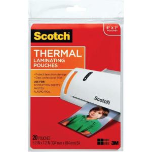 Scotch Thermal Laminating Pouches, Laminate Homemade Ornaments, Christmas Banners and Gift Tags, 5 Mil, 20-Pack Photo Size Laminating Sheets 5 x 7 Inches, Clear(5×7 Photo)