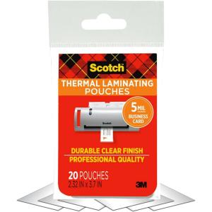 Scotch Thermal Laminating Pouches, Laminate Homemade Ornaments, Christmas Banners and Gift Tags, 5 Mil, 20-Pack Photo Size Laminating Sheets 5 x 7 Inches, Clear(Business Card)