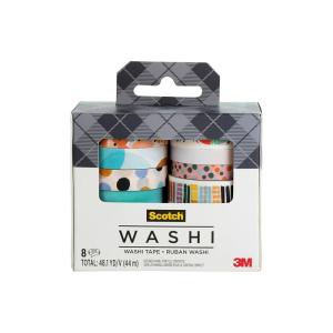 Scotch Washi Tape, Solid Color Rainbow Design, 8 Rolls, Great for Bullet Journaling, Scrapbooking and DIY Décor (C1017-8-SOL1)(Abstract)