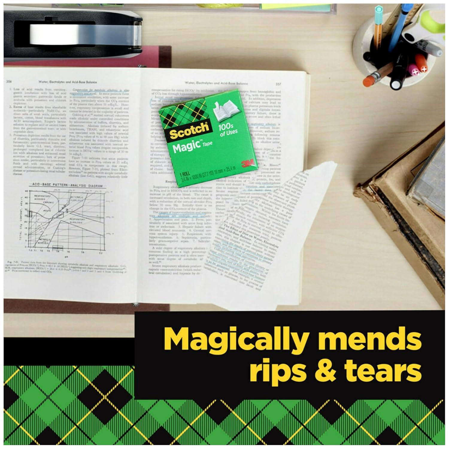 imageScotch Brand Magic Tape Standard Width Engineered for Office and Home Use Matte Finish 34 x 1296 Inches Boxed 6 Rolls 8106PK Transparent6 Rolls