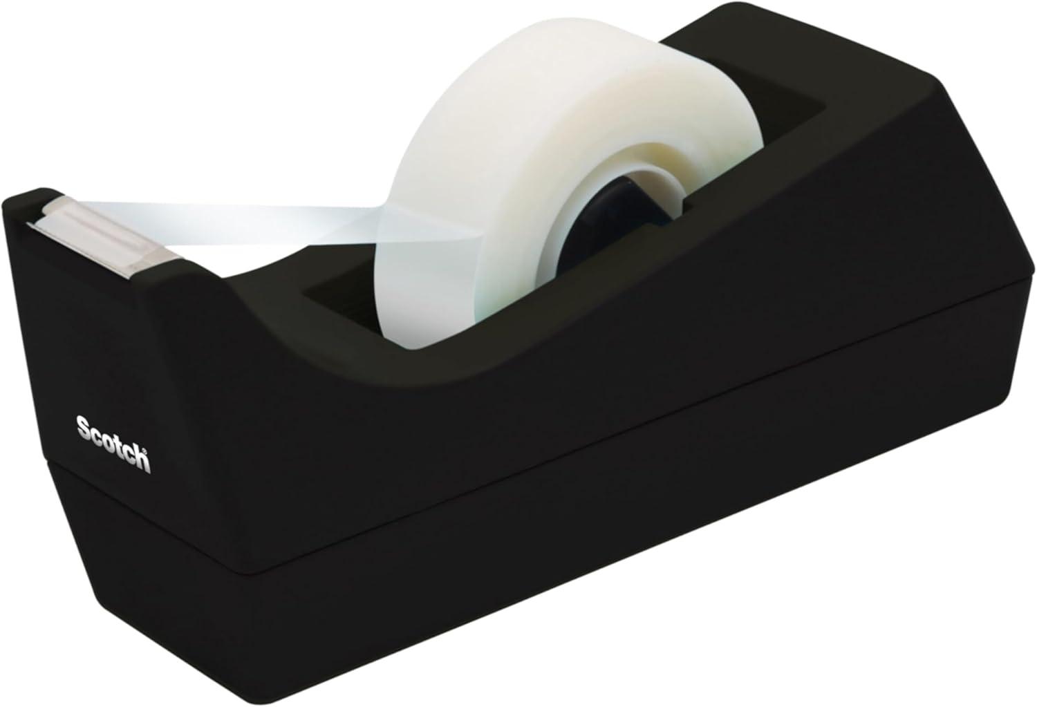 imageScotch Classic Desktop Tape Dispenser Black 1inch Core Made from 100 Recycled Plastic 1 Dispenser
