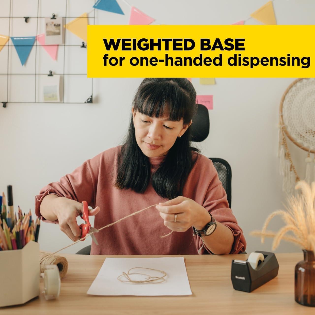 imageScotch Classic Desktop Tape Dispenser Black 1inch Core Made from 100 Recycled Plastic 1 Dispenser