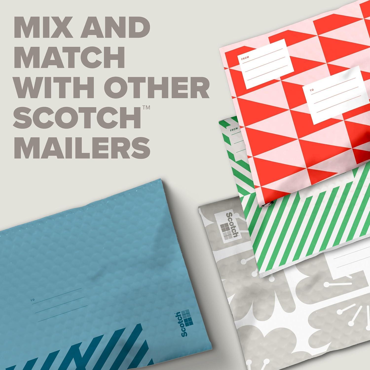 imageScotch Designer Poly Bubble Mailer Large Size 5 105 IN x 15 IN 4pack Blue Designs VaryBlue