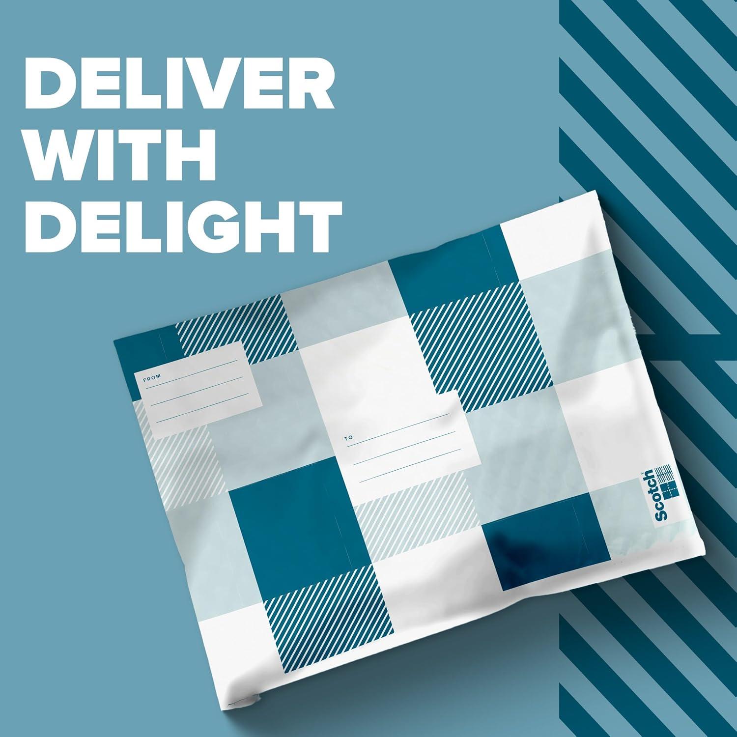 imageScotch Designer Poly Bubble Mailer Large Size 5 105 IN x 15 IN 4pack Blue Designs VaryBlue